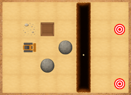 Level mit Kiste, Loch und Steinen aus DoozerQuest